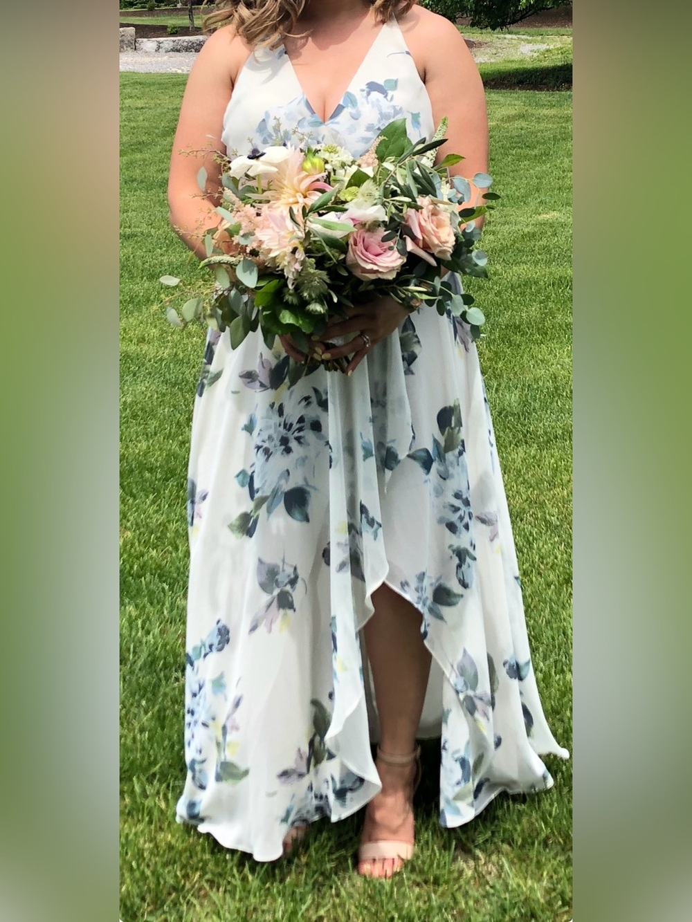 BHLDN Floral White High-Low Maxi Dress - Womens